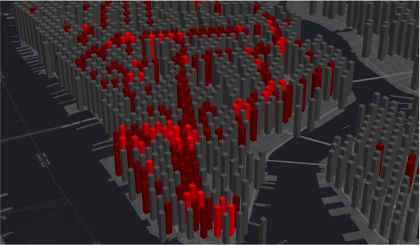 Uma pessoa olhando para uma representação virtual 3D de um edifício e informações sobre ele