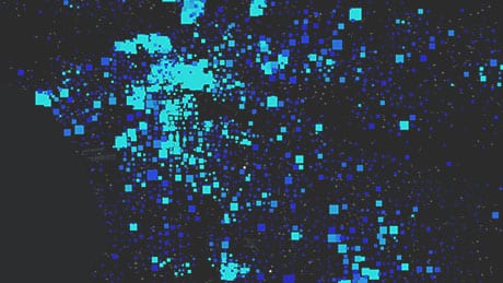 Map with blue color blocks showing where people who are age 60 or older are below the poverty level