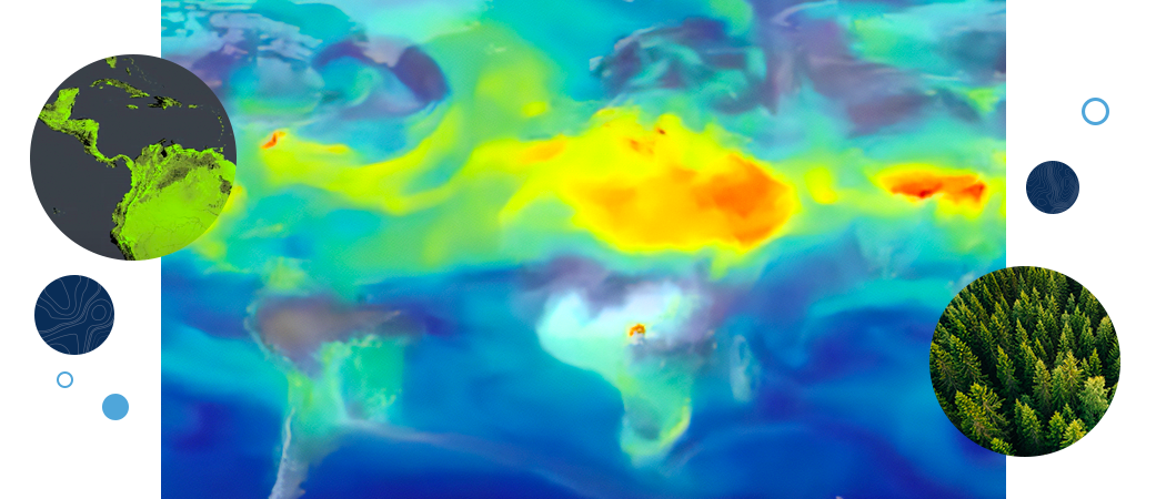 World map in blue, purple, and green, parts of Europe are yellow, orange