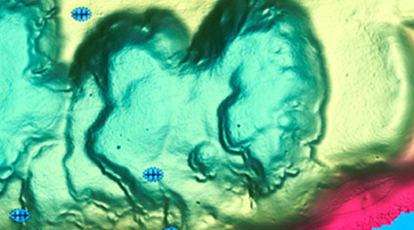 Satellite derived bathymetric image of the ocean in green