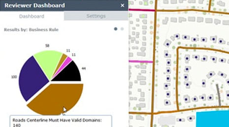 Pie graph with numerical data and a city street map