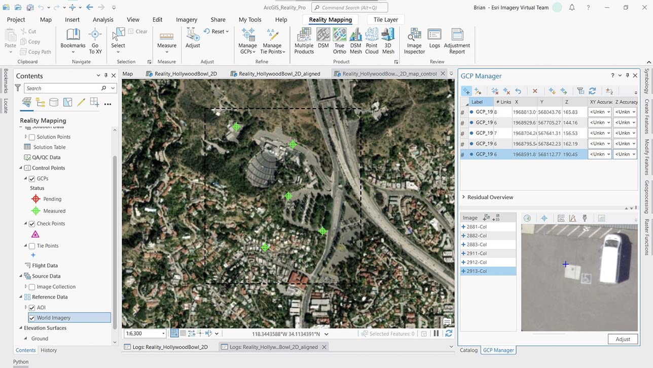 An aerial image of buildings and a road woth text representing the software processing options after the alignment phase