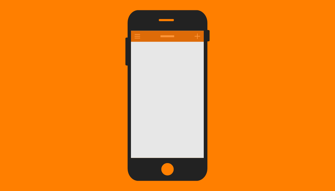 Smart phone on orange background showing navigating using software