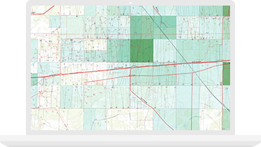 Map overlaid with data on a monitor